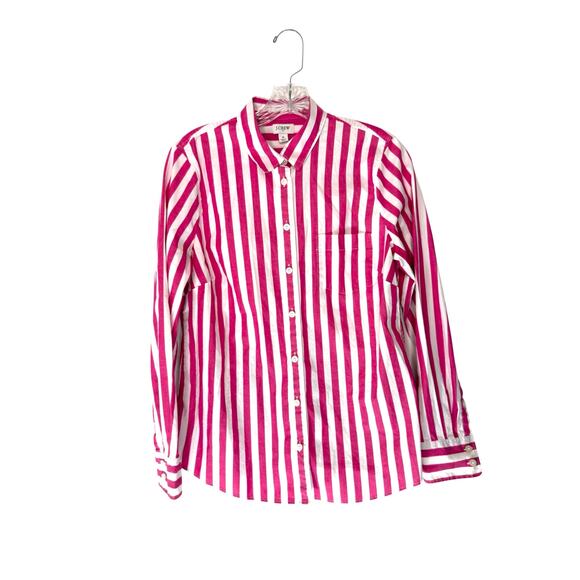 J.Crew Button Down Shirt Pink Striped Lightweight Cotton Blend Blouse Medium - Picture 1 of 12